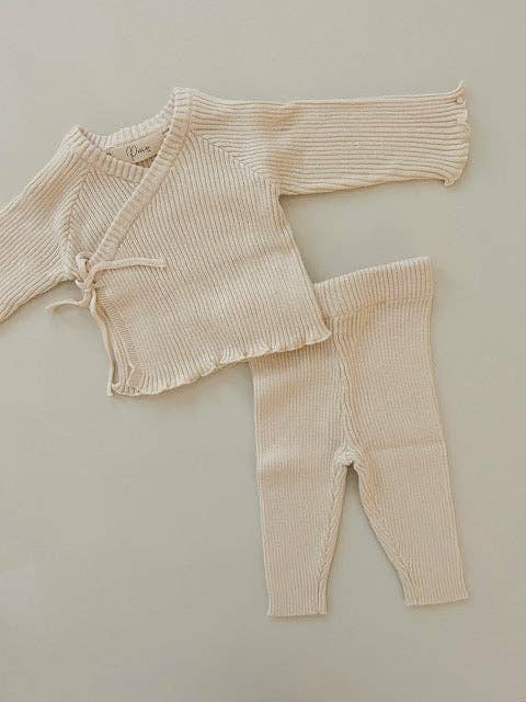 RIBBED KIMONO SET | OAT