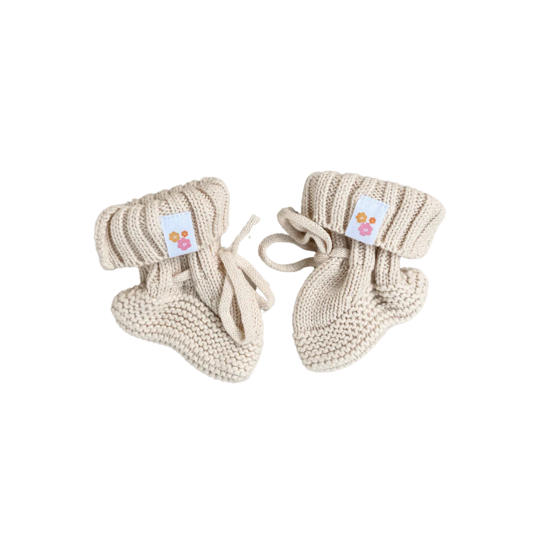 Knitted Booties - Cream Pre Order