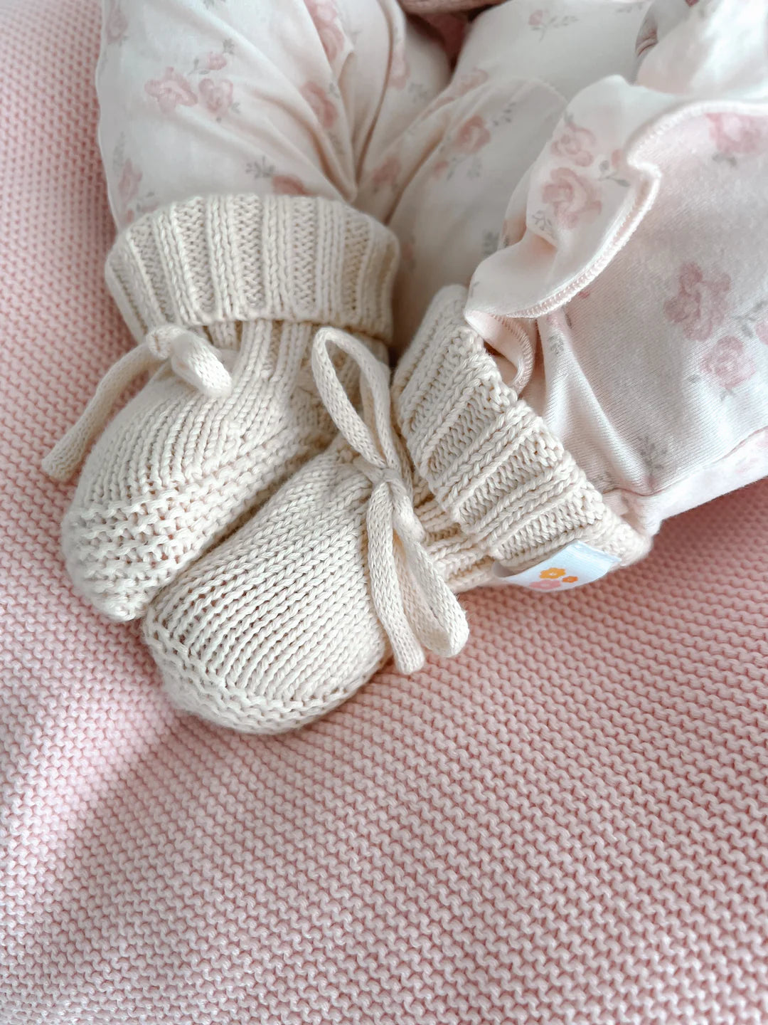 Knitted Booties - Cream Pre Order